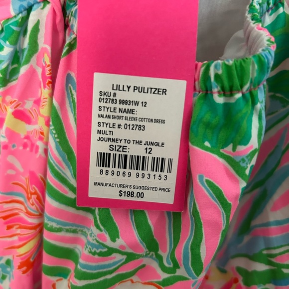 Lilly Pulitzer Nalani Short Sleeve Cotton Dress Journey to the Jungle Size 12 - Picture 4 of 4